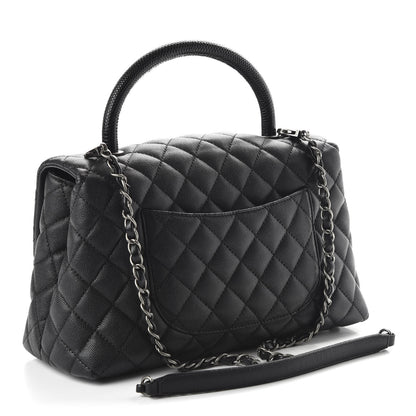 Chanel Caviar Lizard Embossed Quilted Small Coco Handle Flap Black 2 of 10
