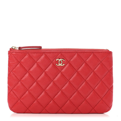 Chanel Shiny Caviar Quilted Cosmetic Case Red 1 of 4