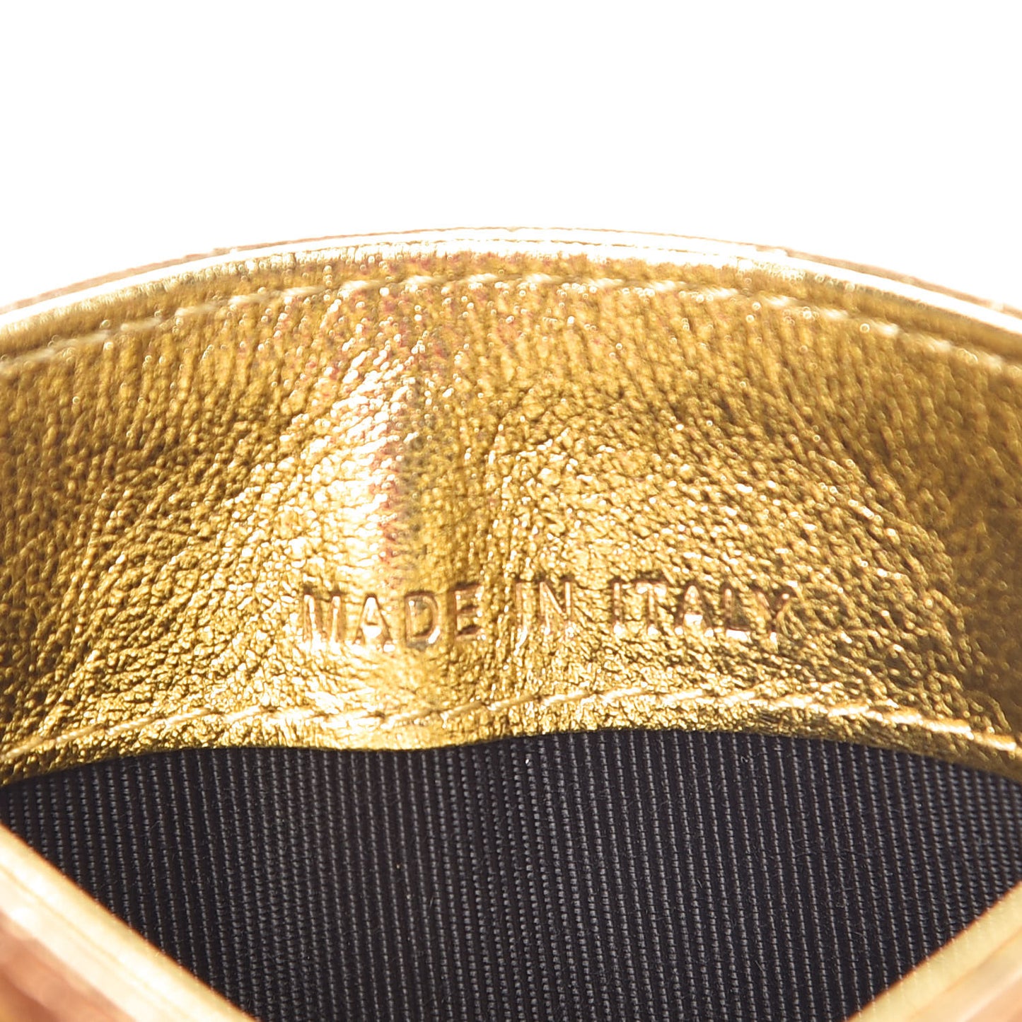 Metallic Calfskin Crocodile Embossed Cocodile Card Holder Gold