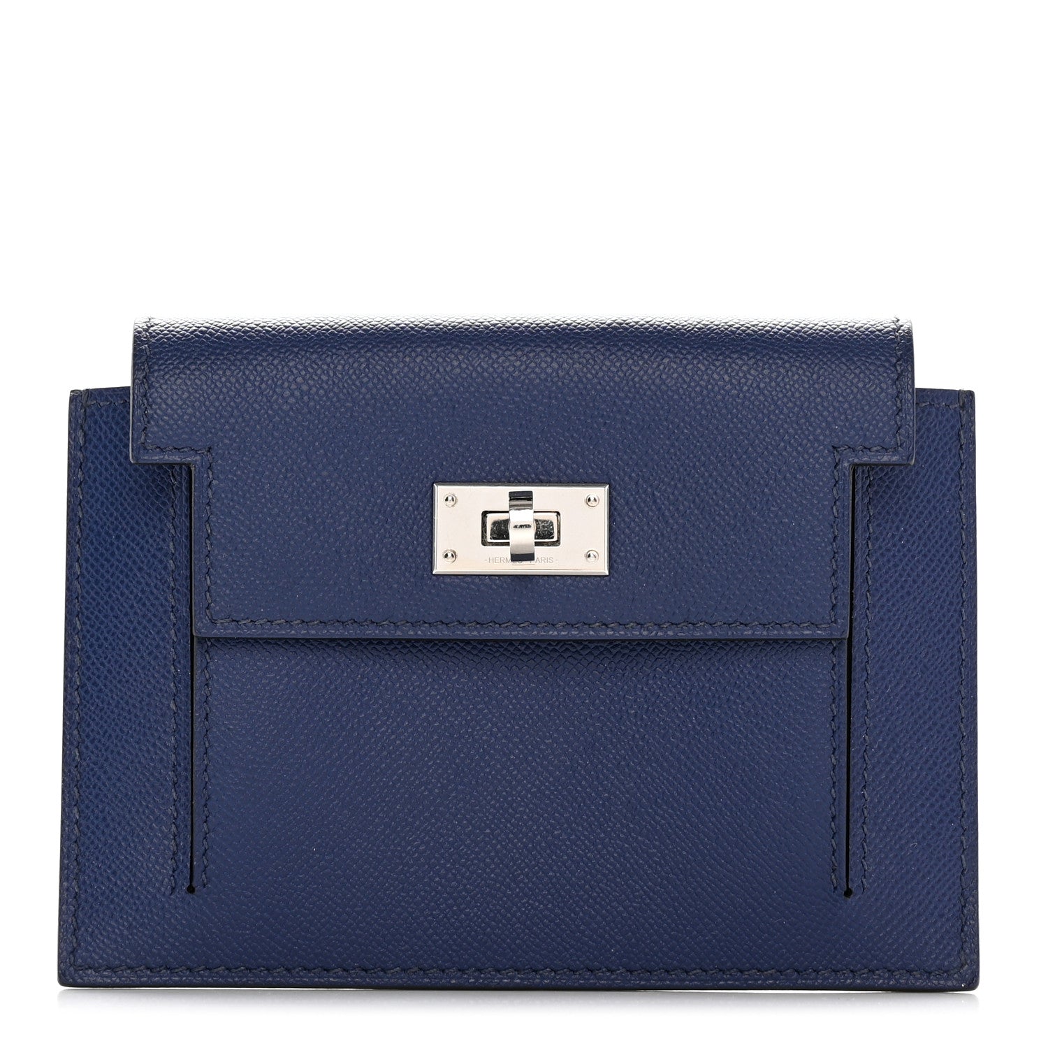 Hermes Madame Calfskin Kelly Pocket Compact Wallet Bleu Saphir 1 of 10