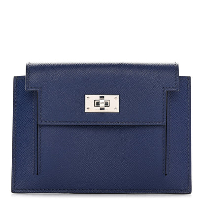 Hermes Madame Calfskin Kelly Pocket Compact Wallet Bleu Saphir 1 of 10