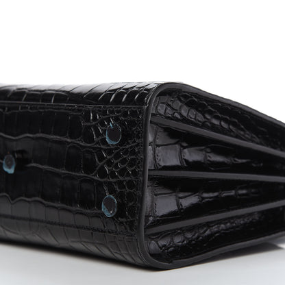 Saint Laurent Calfskin Crocodile Embossed Nano Sac De Jour Black 7 of 9