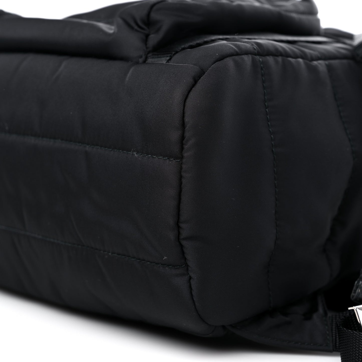 Tessuto Nylon Quilted Double Buckle Backpack Black