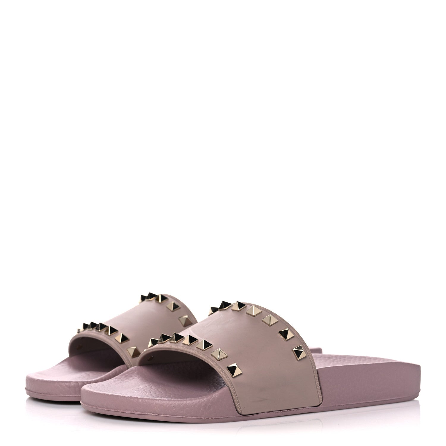 Valentino Garavani Rubber Rockstud Slide Sandals 39 Poudre 3 of 7