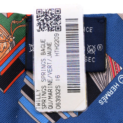 Hermes Silk Springs Springs Twilly Marine Vert Jaune 4 of 5