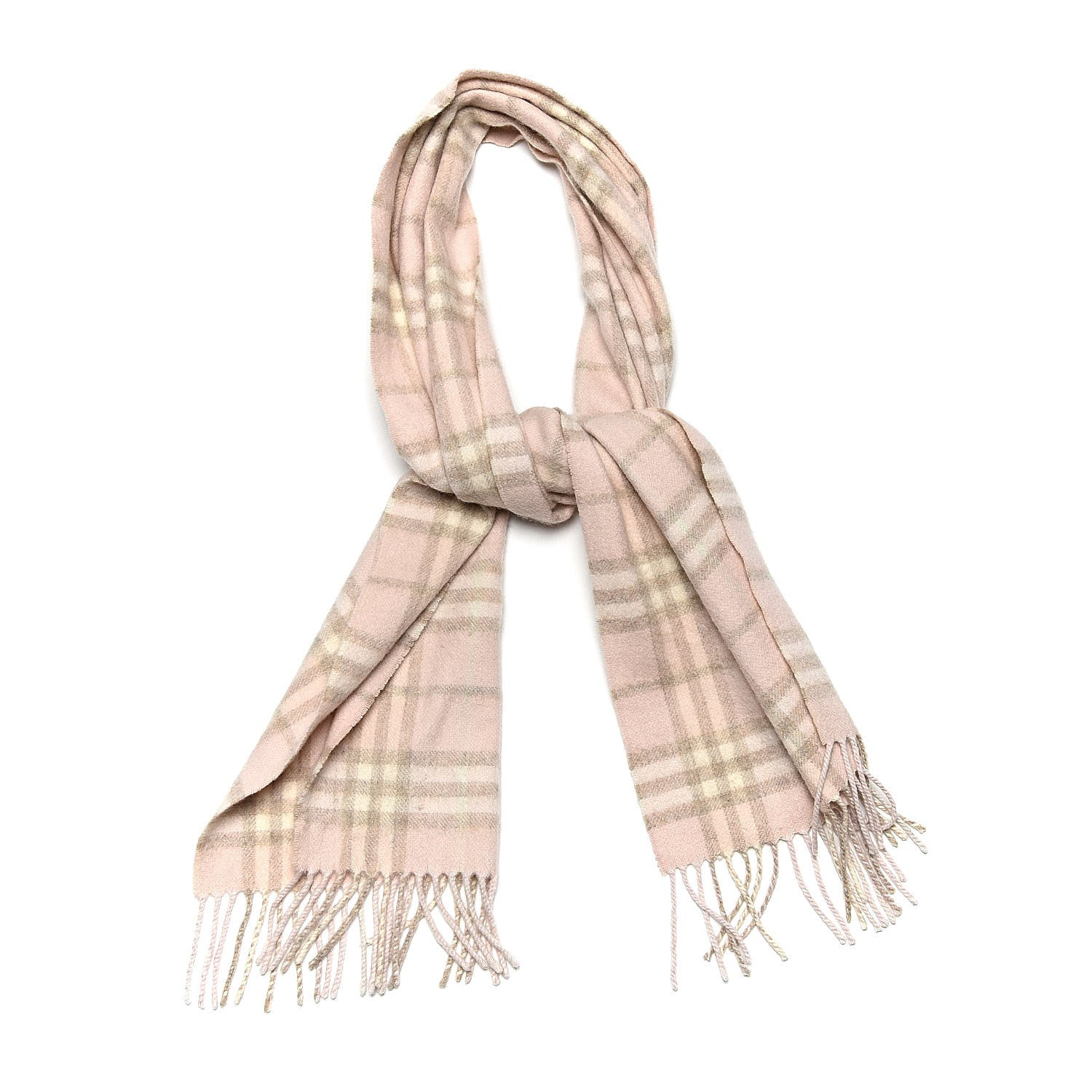Burberry Cashmere Check Fringe Scarf Pink 1 of 4