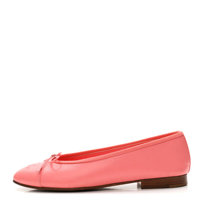 Chanel Goatskin Cap Toe CC Ballerina Flats 36.5 Pink 1 of 9