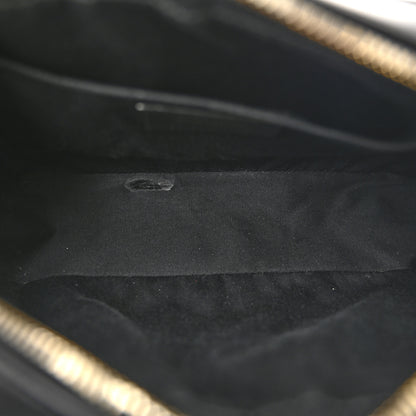 Saint Laurent Raffia Calfskin Leopard Print Monogram Lou Camera Bag Natural Beige Black 5 of 12