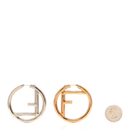 Fendi Metal FF Hoop Earrings Gold Silver 2 of 4