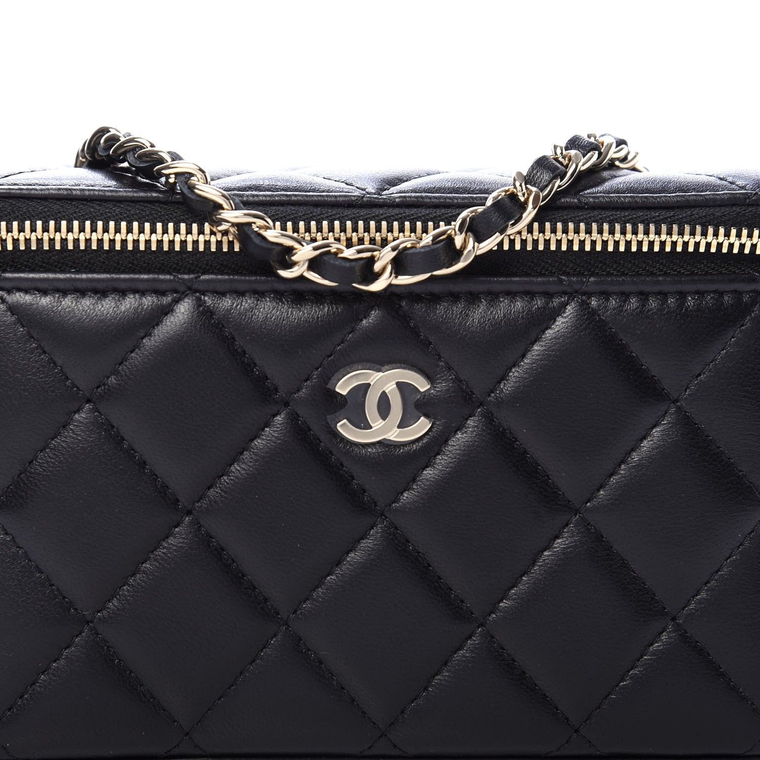 Chanel Lambskin Quilted Small Vanity Case With Chain Black 10 of 11