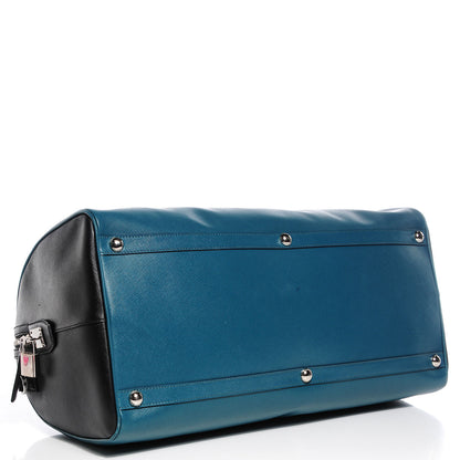Prada Saffiano Bi-Color Duffle Bag Ottanio Black 4 of 8