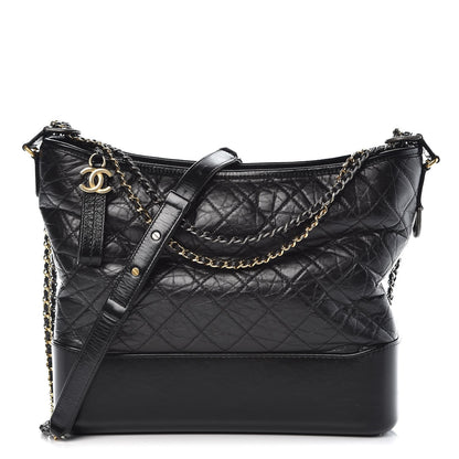 Chanel Aged Calfskin Quilted Large Gabrielle Hobo Black 1 of 9
