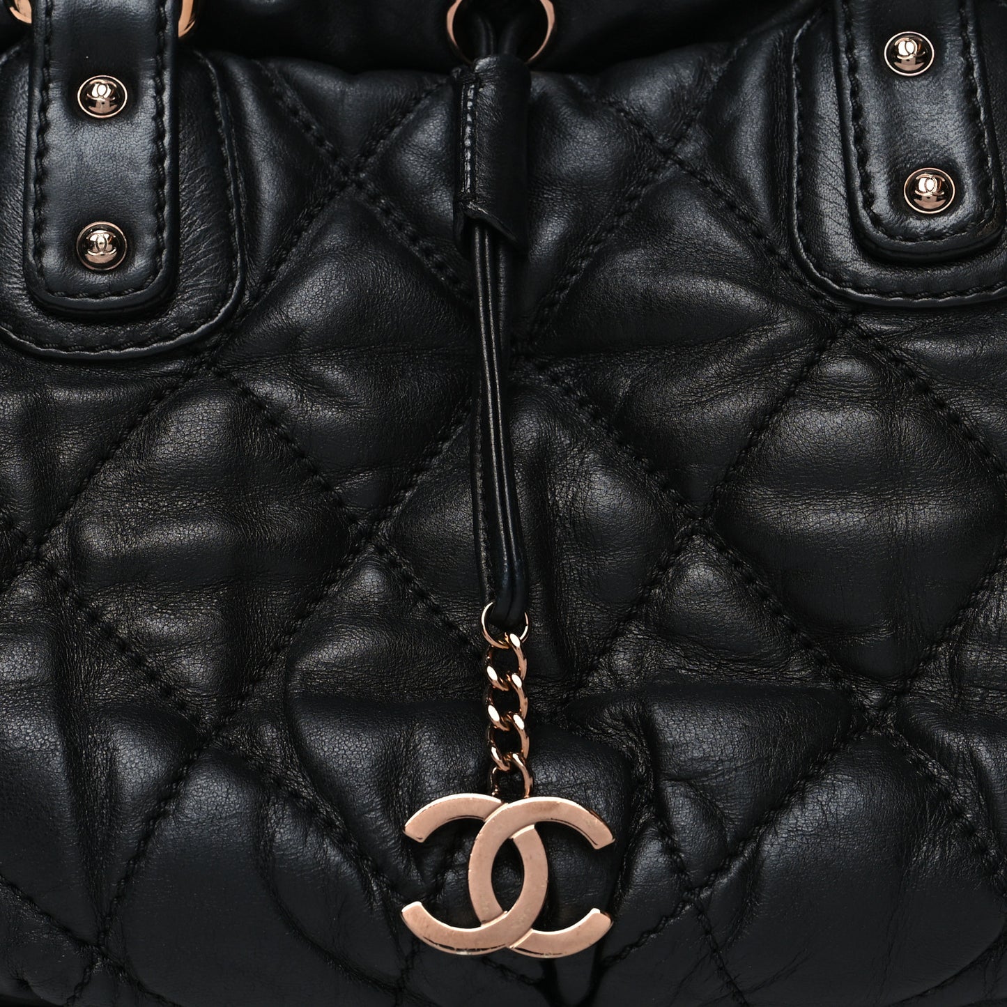 Lambskin Quilted Cloudy Bundle East West Tote Black