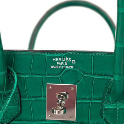 Hermes Matte Alligator Birkin 35 Malachite 7 of 18