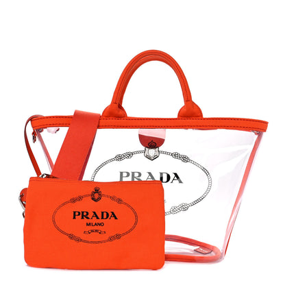 Prada Plexiglass Canapa Small Shopper Tote Arancio 1 of 8