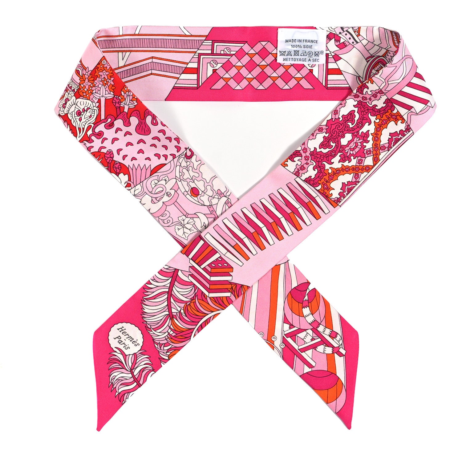 Hermes Silk De l'Ombrelle Aux Duels Twilly Fuchsia Rose Pale 1 of 3
