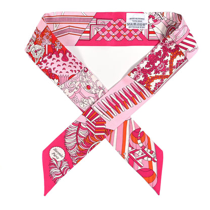 Hermes Silk De l'Ombrelle Aux Duels Twilly Fuchsia Rose Pale 1 of 3