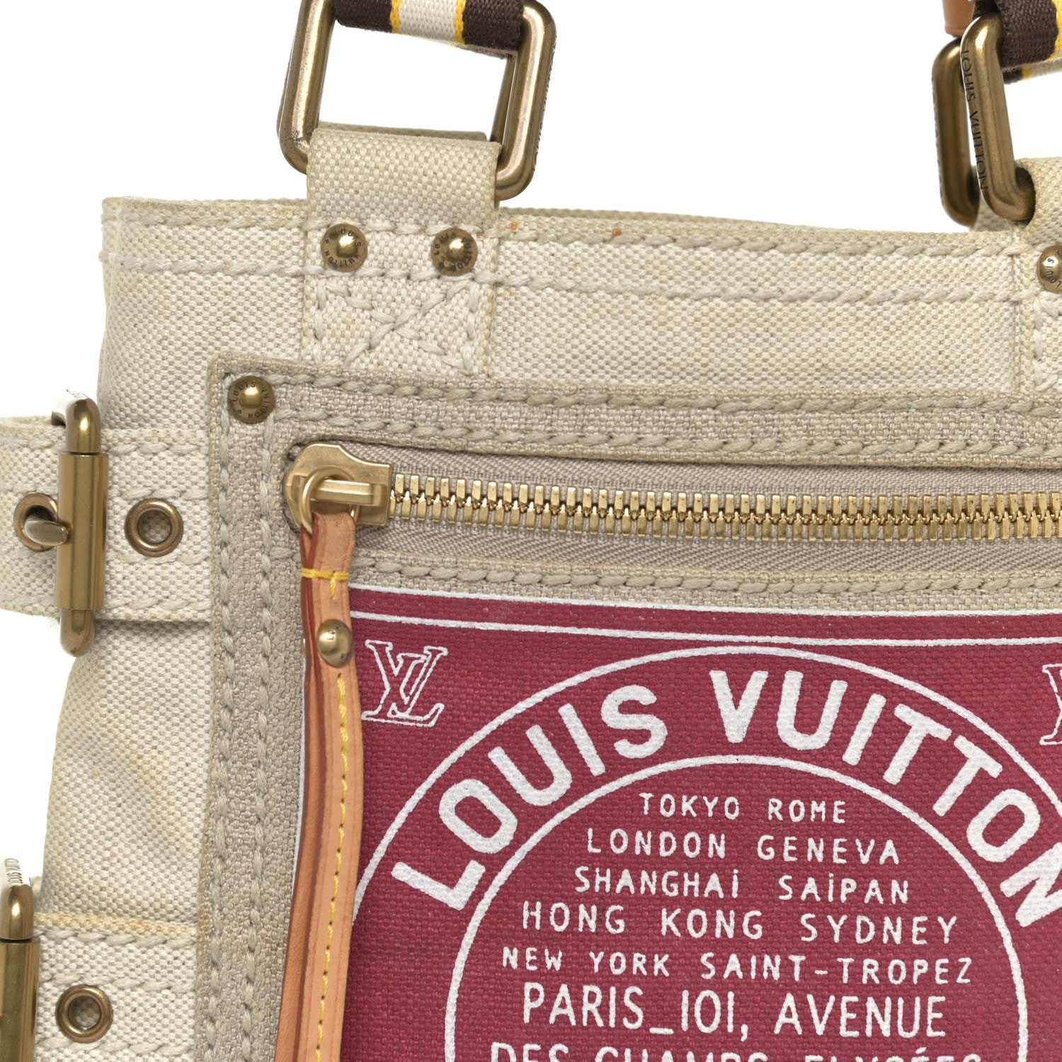 Louis Vuitton Toile Globe Shopper Cabas PM Red 9 of 17