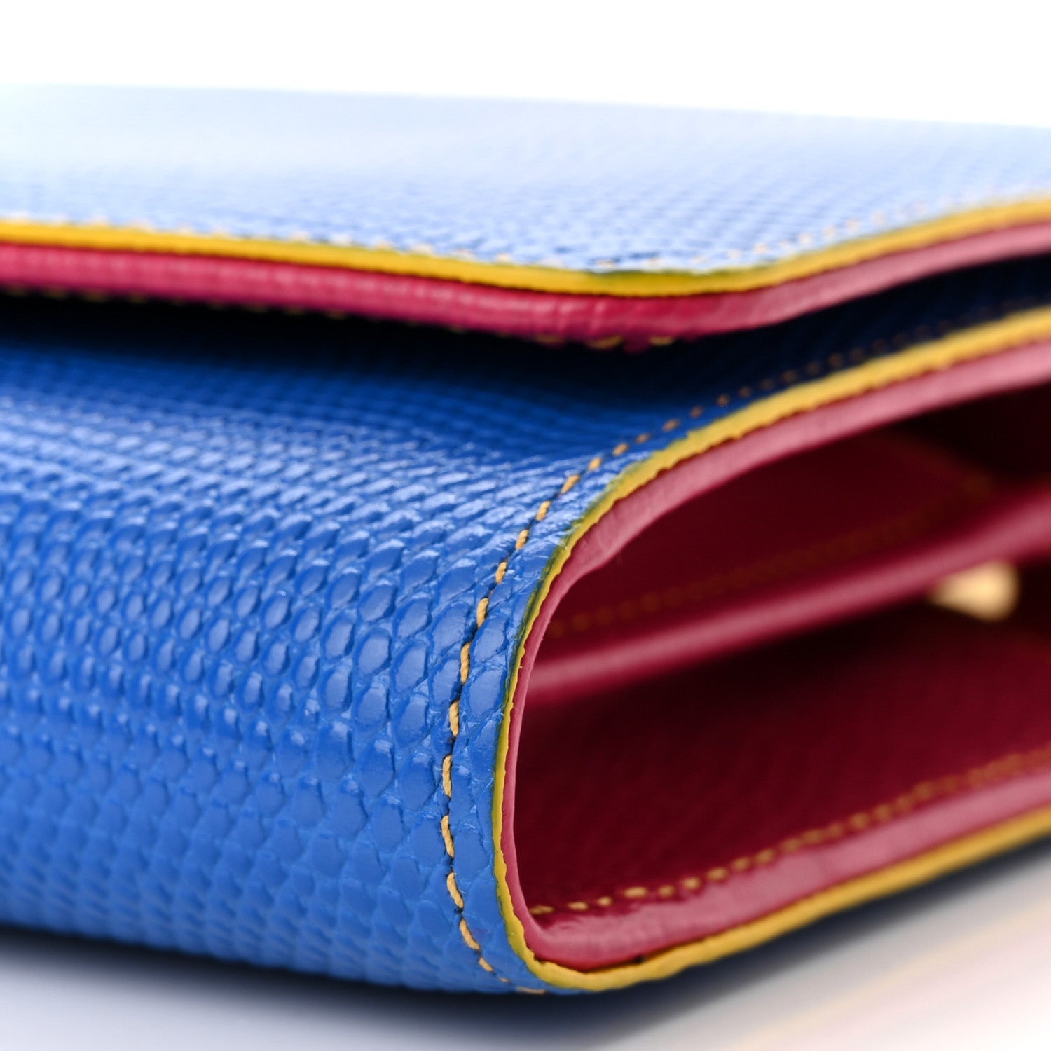 Dolce & Gabbana Lizard Calfskin Embossed Mini Miss Sicily Chain Wallet Blue Multicolor 9 of 9