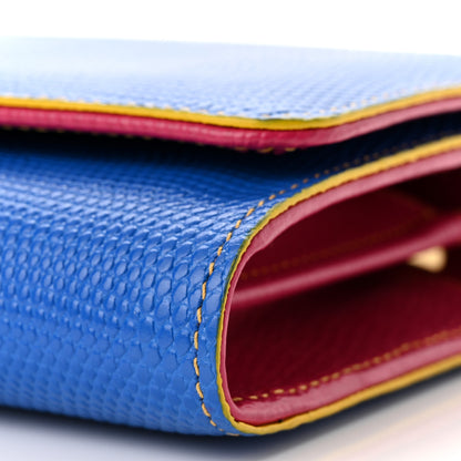 Dolce & Gabbana Lizard Calfskin Embossed Mini Miss Sicily Chain Wallet Blue Multicolor 9 of 9
