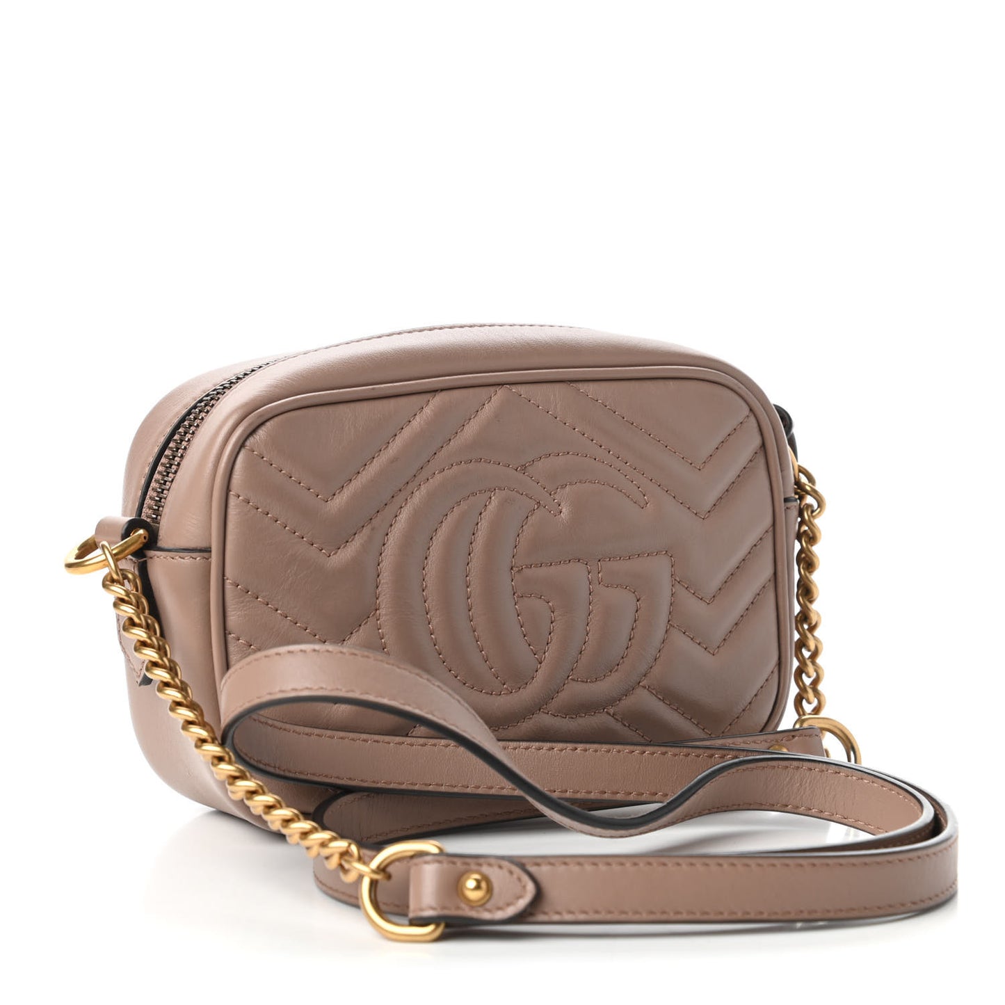 Calfskin Matelasse Mini GG Marmont Chain Shoulder Bag Porcelain Rose