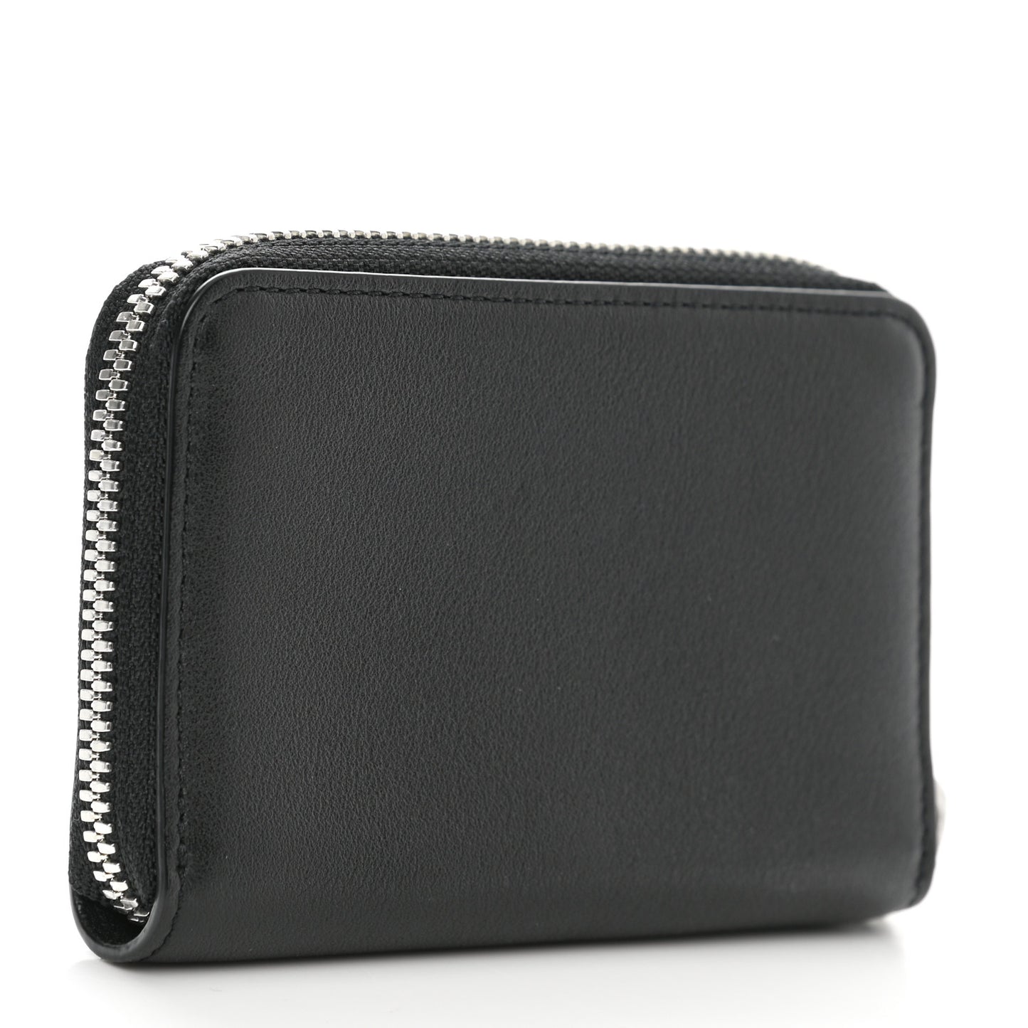 Calfskin Studded Robot Zip Around Wallet Black