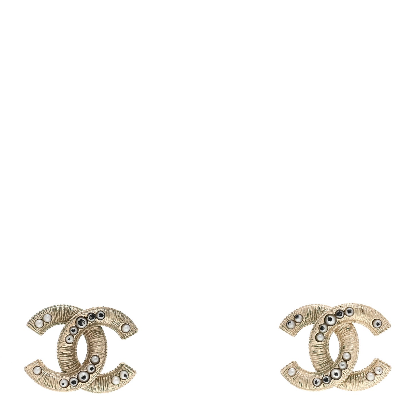 Pearl Textured CC Earrings Gold