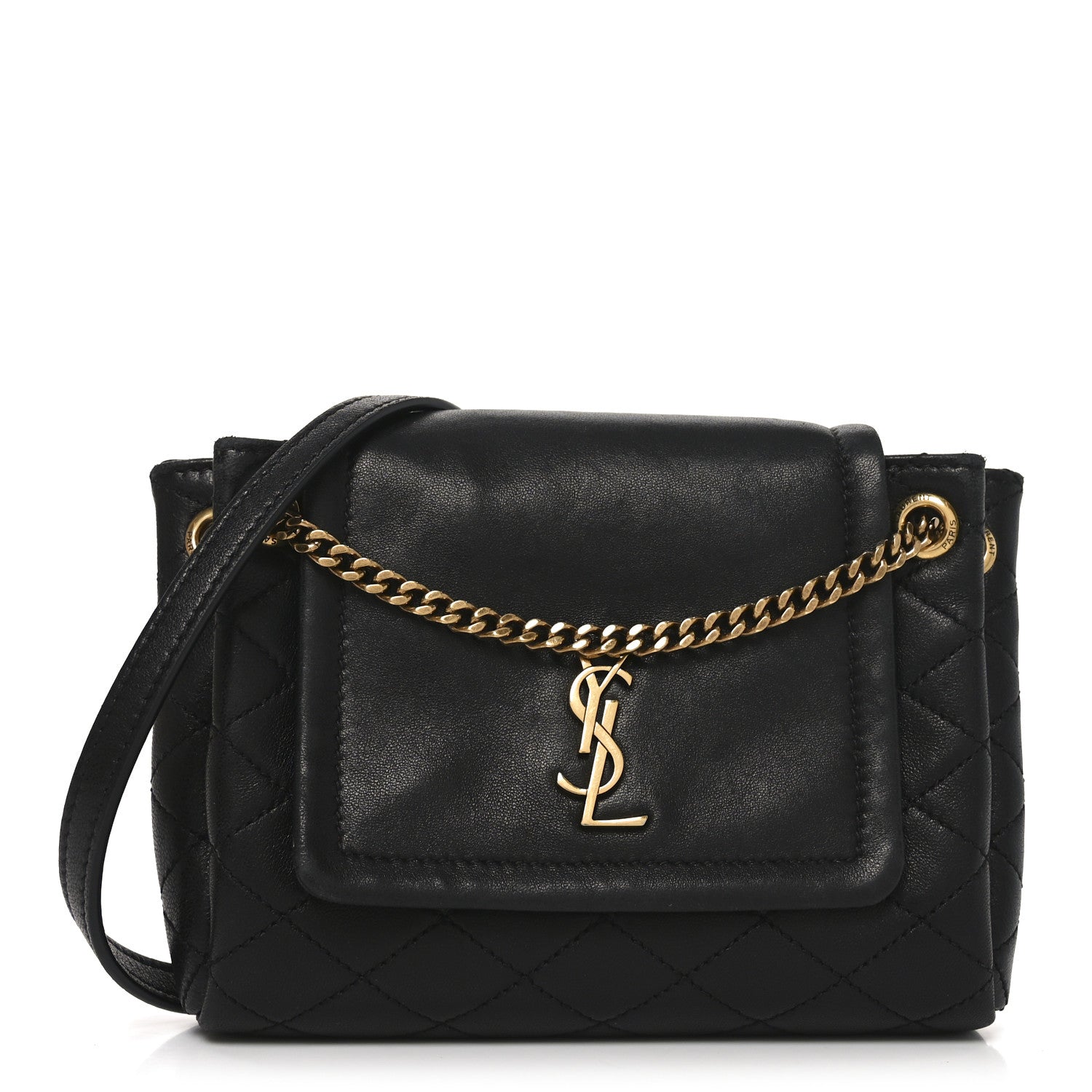 Saint Laurent Lambskin Quilted Monogram Mini Nolita Black 2 of 21