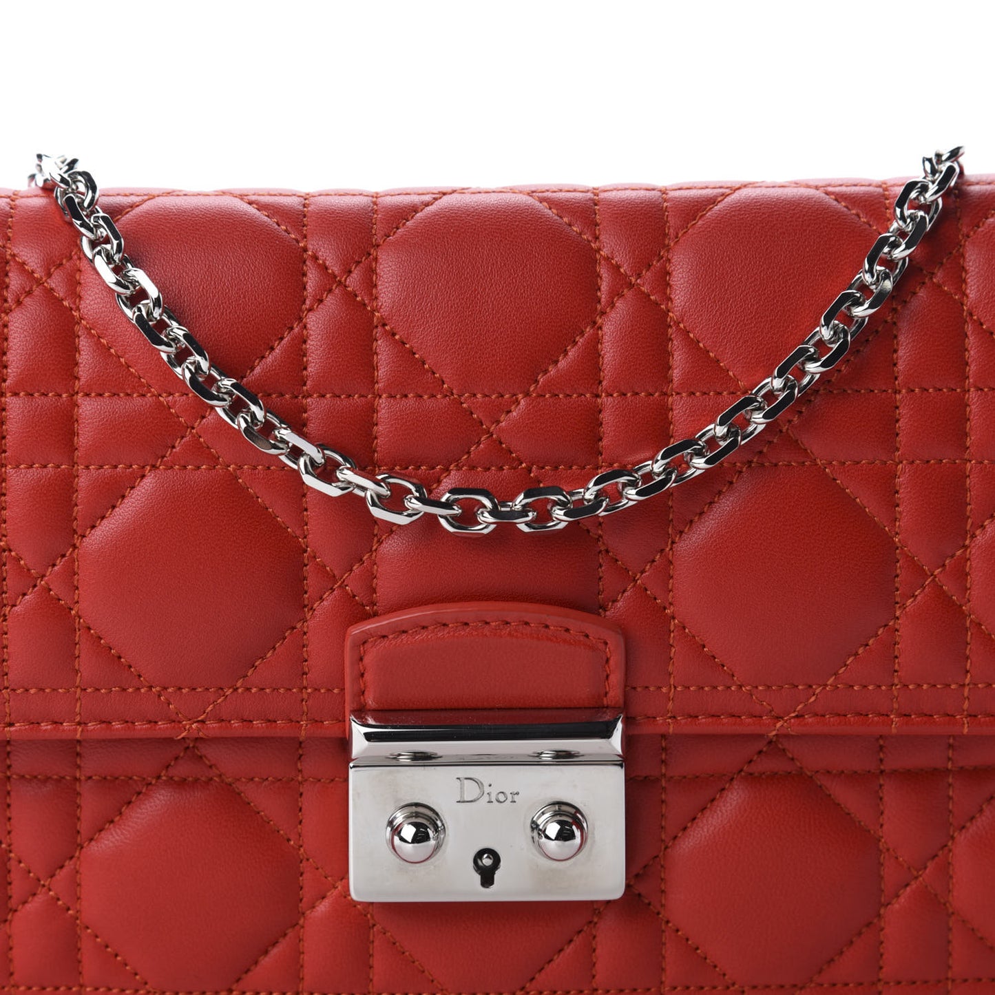 Lambskin Cannage Miss Dior Promenade Pouch Red