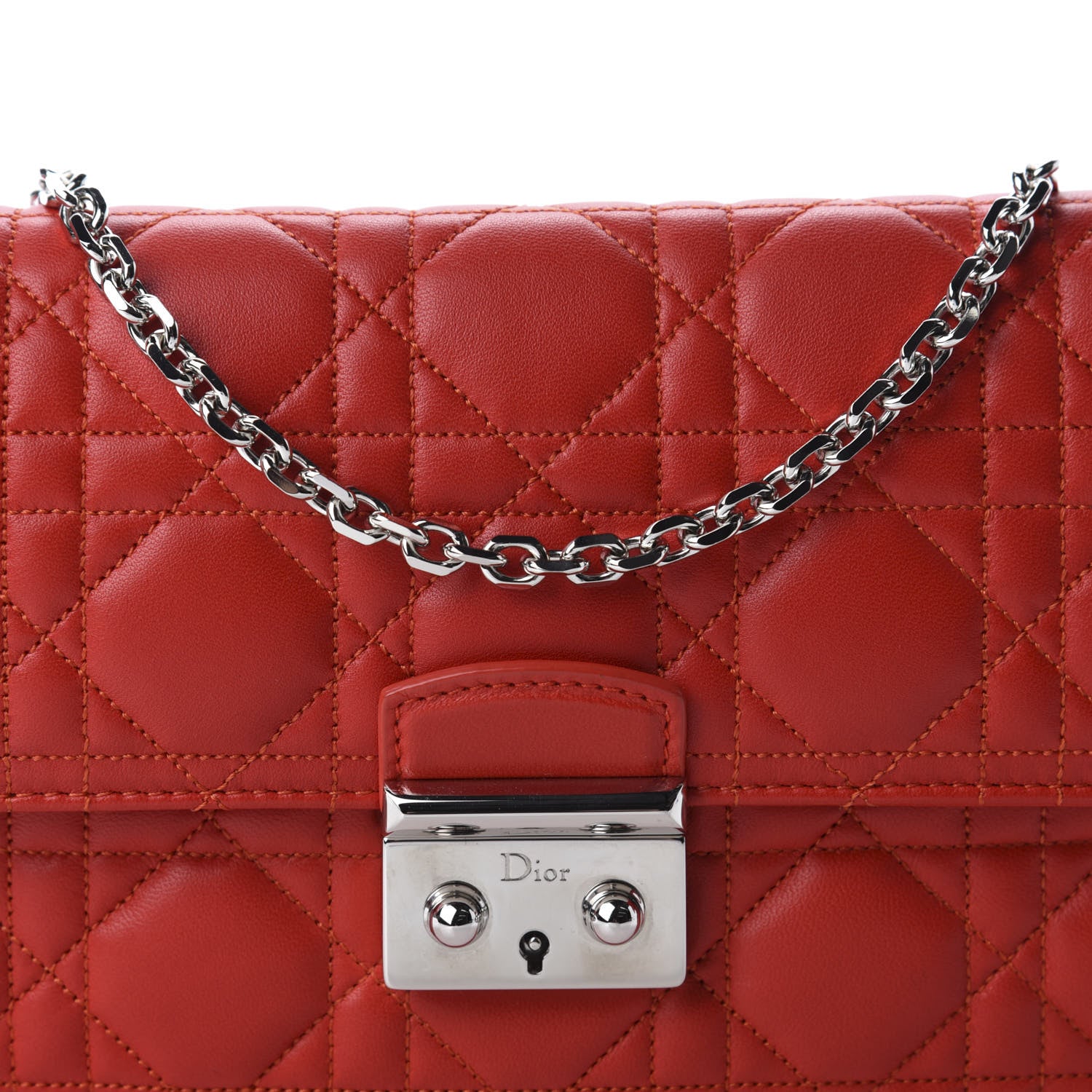 Christian Dior Lambskin Cannage Miss Dior Promenade Pouch Red 10 of 10
