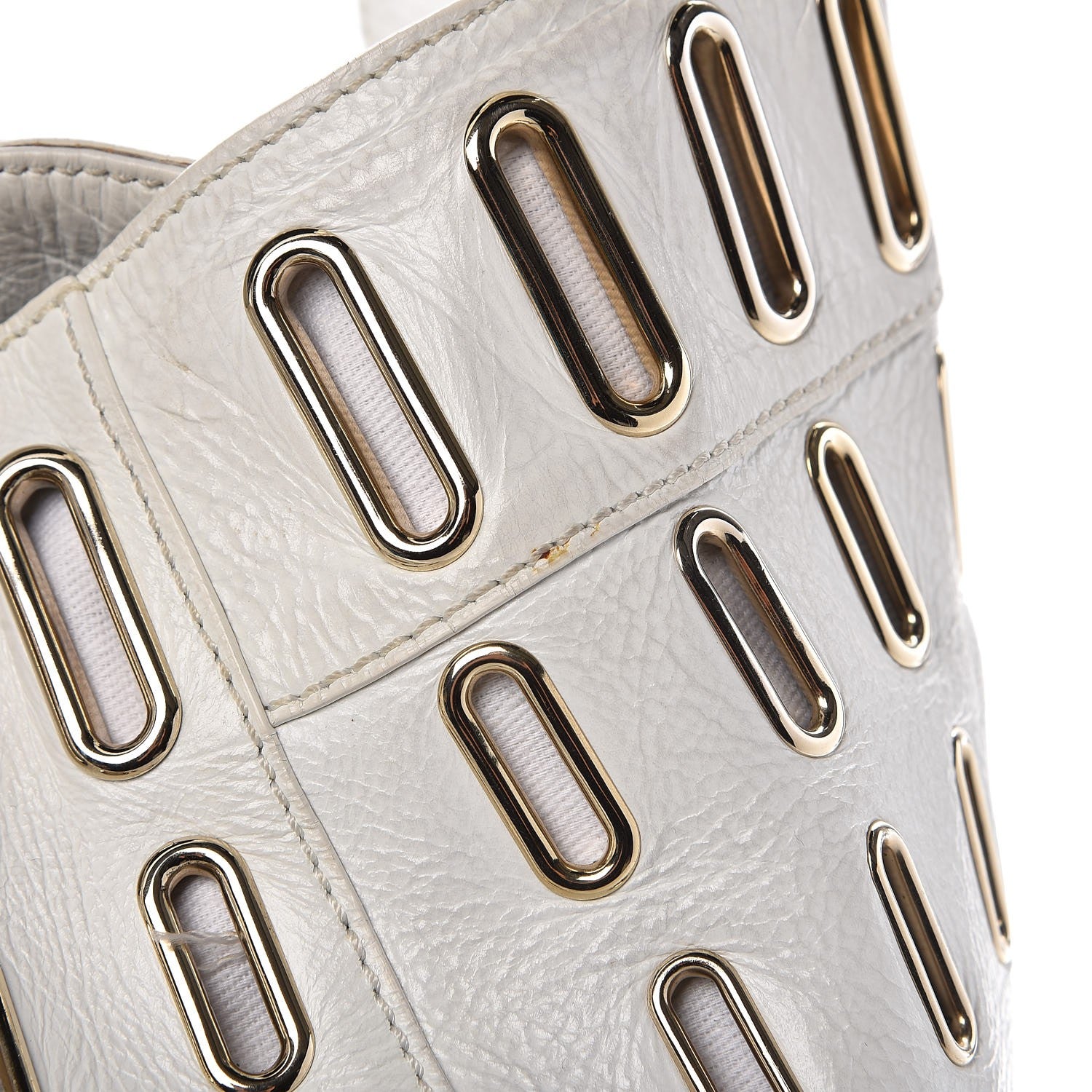 Jimmy Choo Calfskin Grommet Khan Hobo White 10 of 20