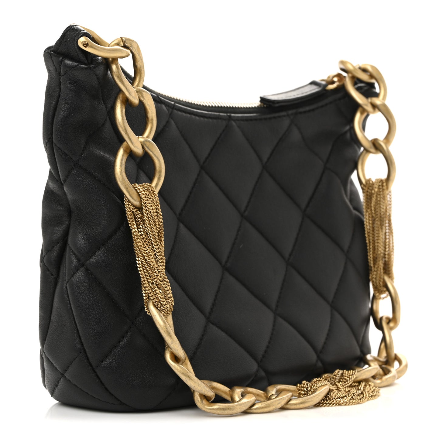 Lambskin Quilted CC Chain Hobo Black