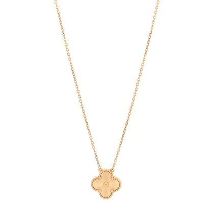 Van Cleef & Arpels 18K Yellow Gold Guilloche Vintage Alhambra Pendant Necklace 1 of 5