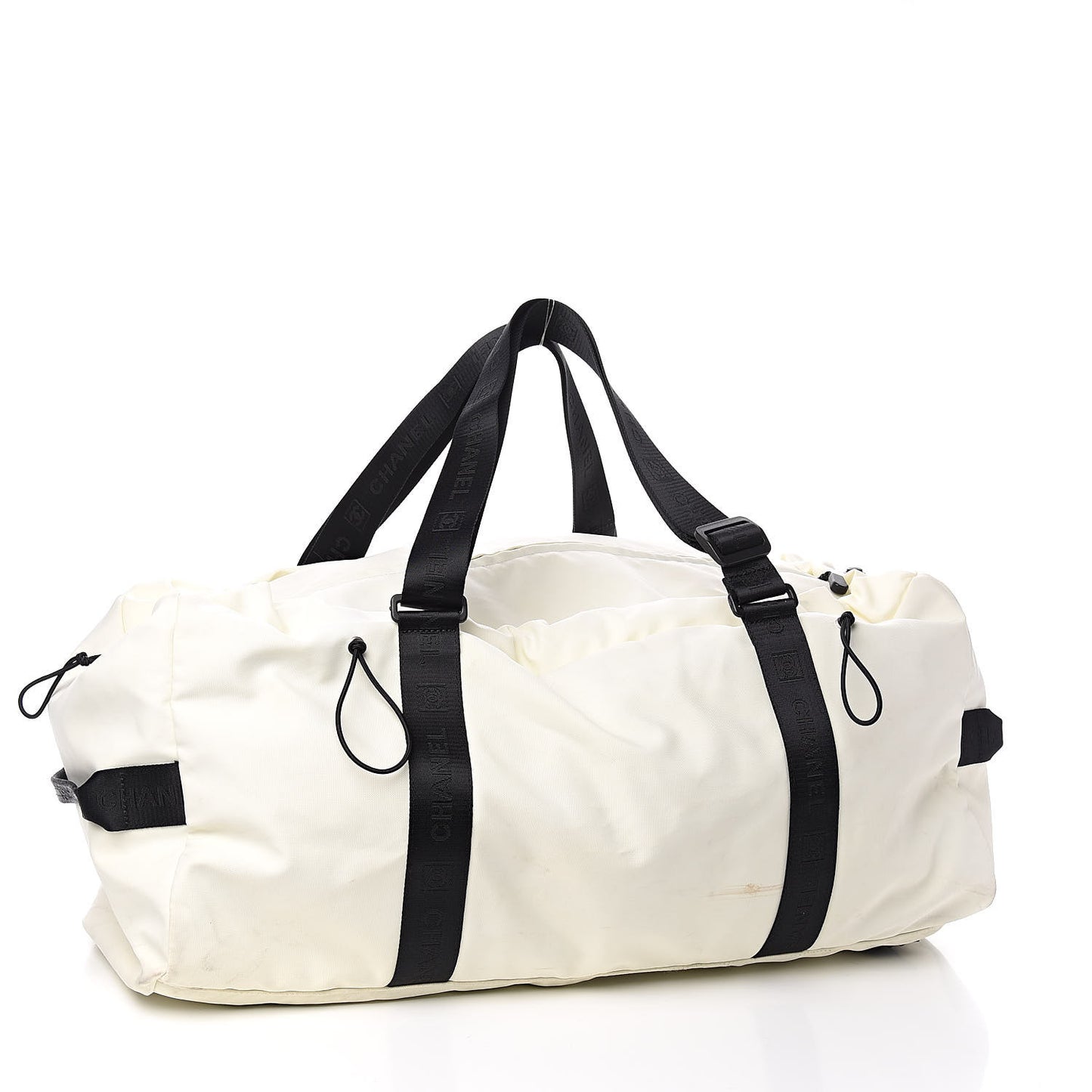 Nylon Sport Logo Duffel Bag White