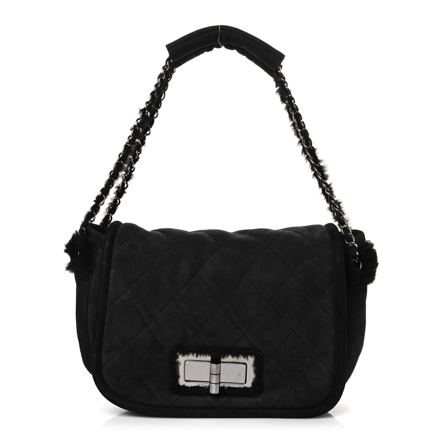 Shearling Quilted Mademoiselle Flap Black