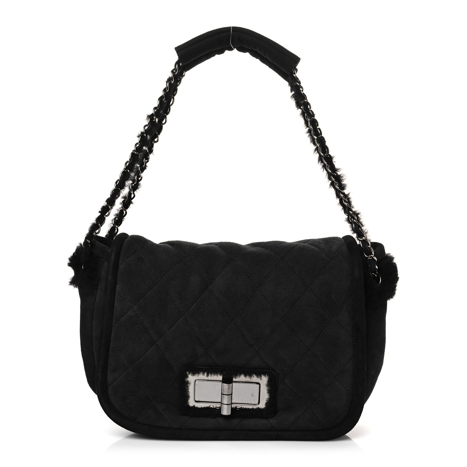 Chanel Shearling Quilted Mademoiselle Flap Black 1 of 9