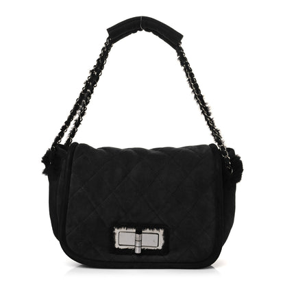 Chanel Shearling Quilted Mademoiselle Flap Black 1 of 9