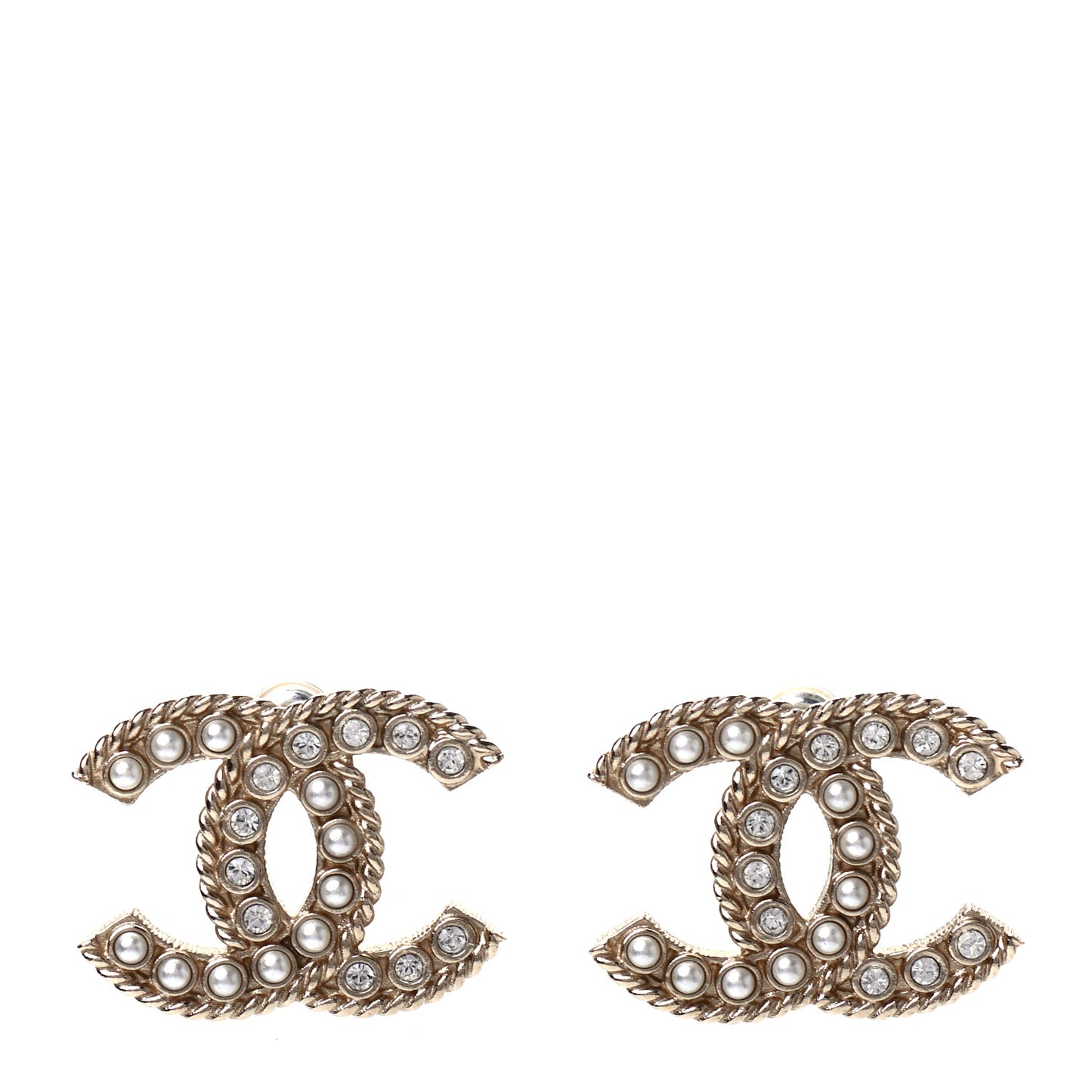 Pearl Crystal April In Paris CC Earrings Light Gold