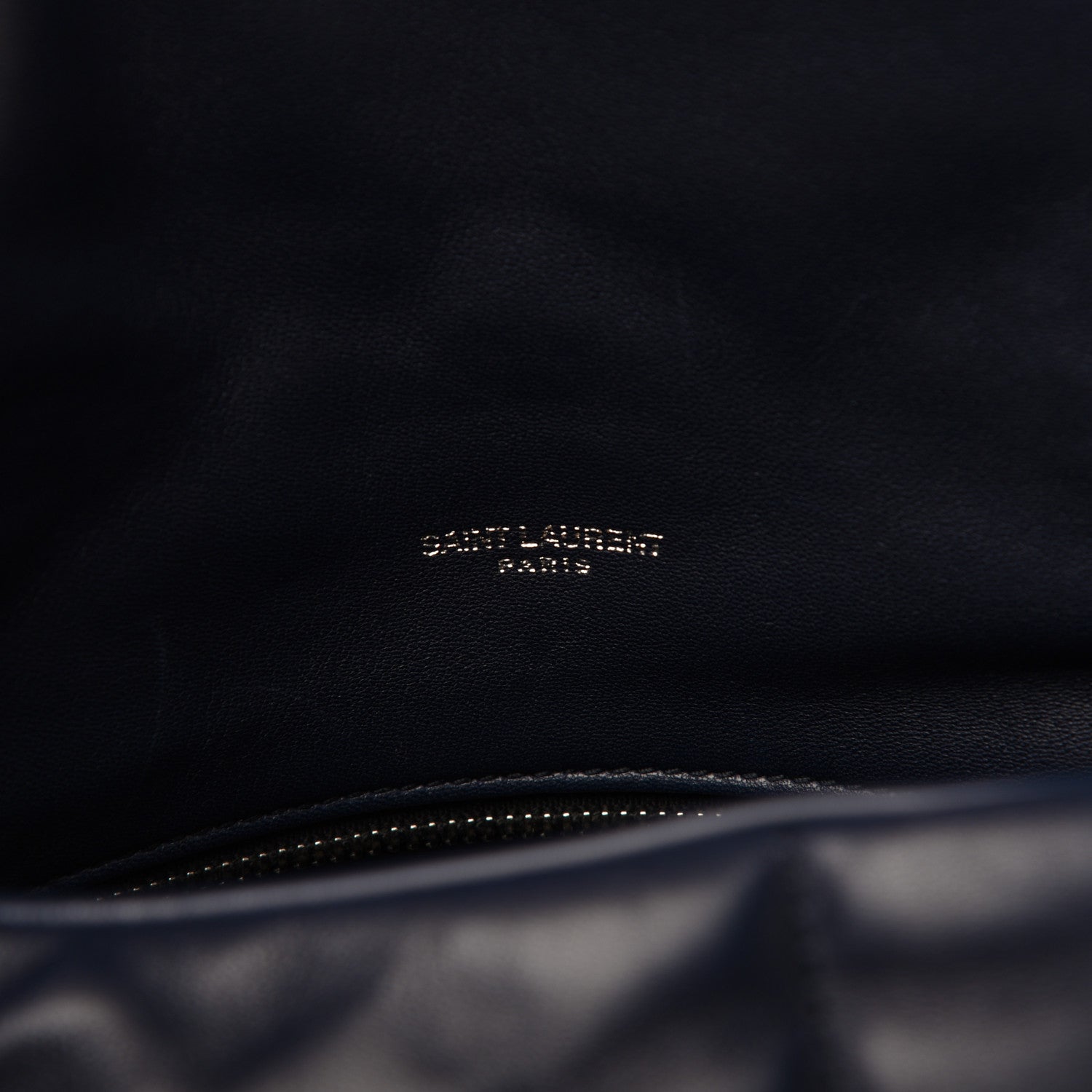 Saint Laurent Lambskin Quilted Small Loulou Puffer Monogram Chain Satchel Navy 8 of 24