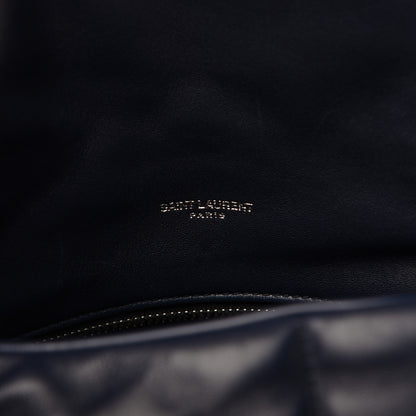 Saint Laurent Lambskin Quilted Small Loulou Puffer Monogram Chain Satchel Navy 8 of 24