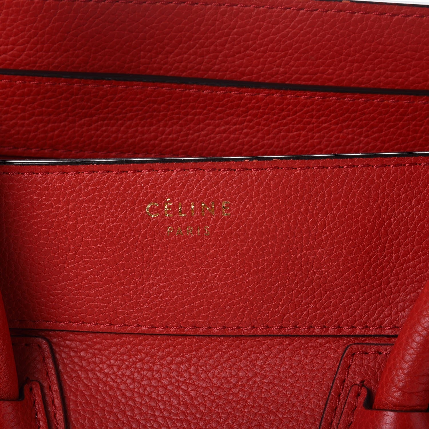 Celine Drummed Calfskin Mini Luggage Coquelicot 6 of 19