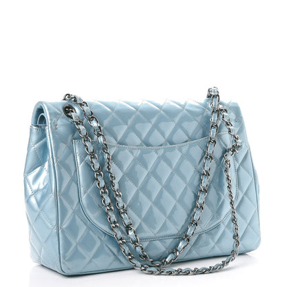 Chanel Patent Quilted Maxi Double Flap Blue 3 of 12