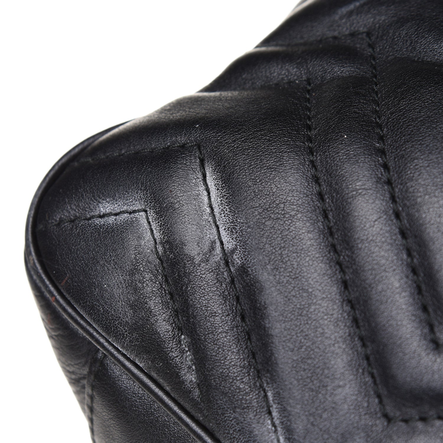Gucci Calfskin Matelasse Medium GG Marmont Open Top Shoulder Bag Black 10 of 14
