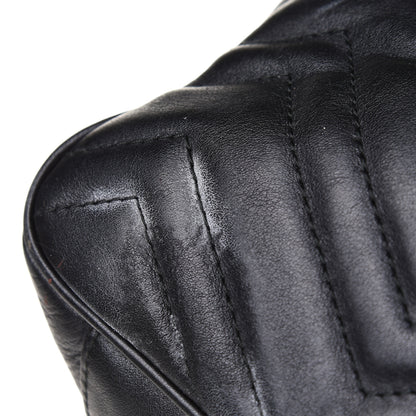 Gucci Calfskin Matelasse Medium GG Marmont Open Top Shoulder Bag Black 10 of 14