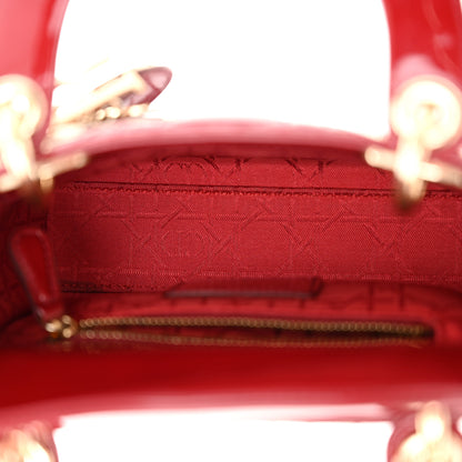 Christian Dior Patent Cannage Mini Lady Dior Red 5 of 11