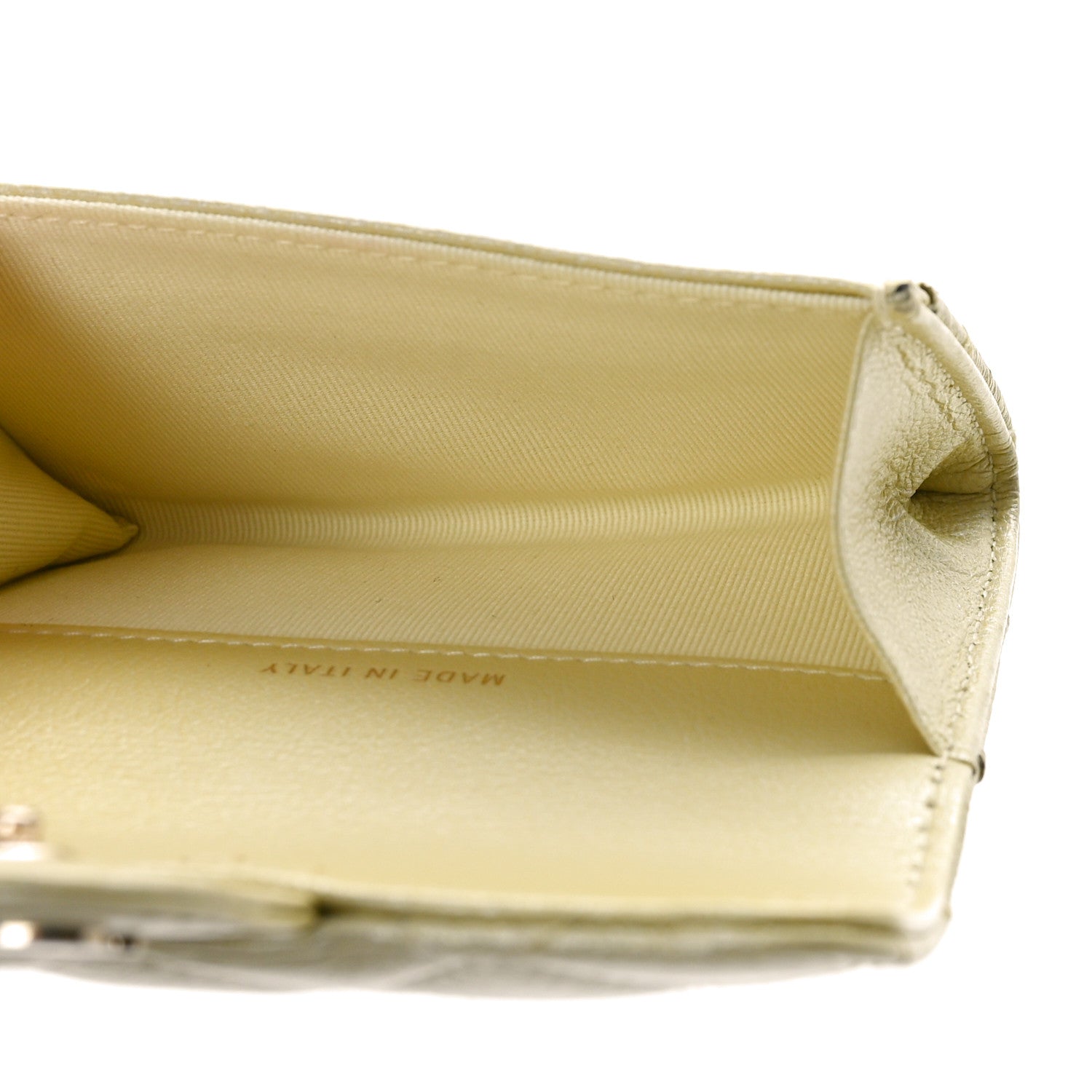 Chanel Cloudy Pearly Goatskin Quilted Flap Card Holder Wallet Light Yellow 5 of 10