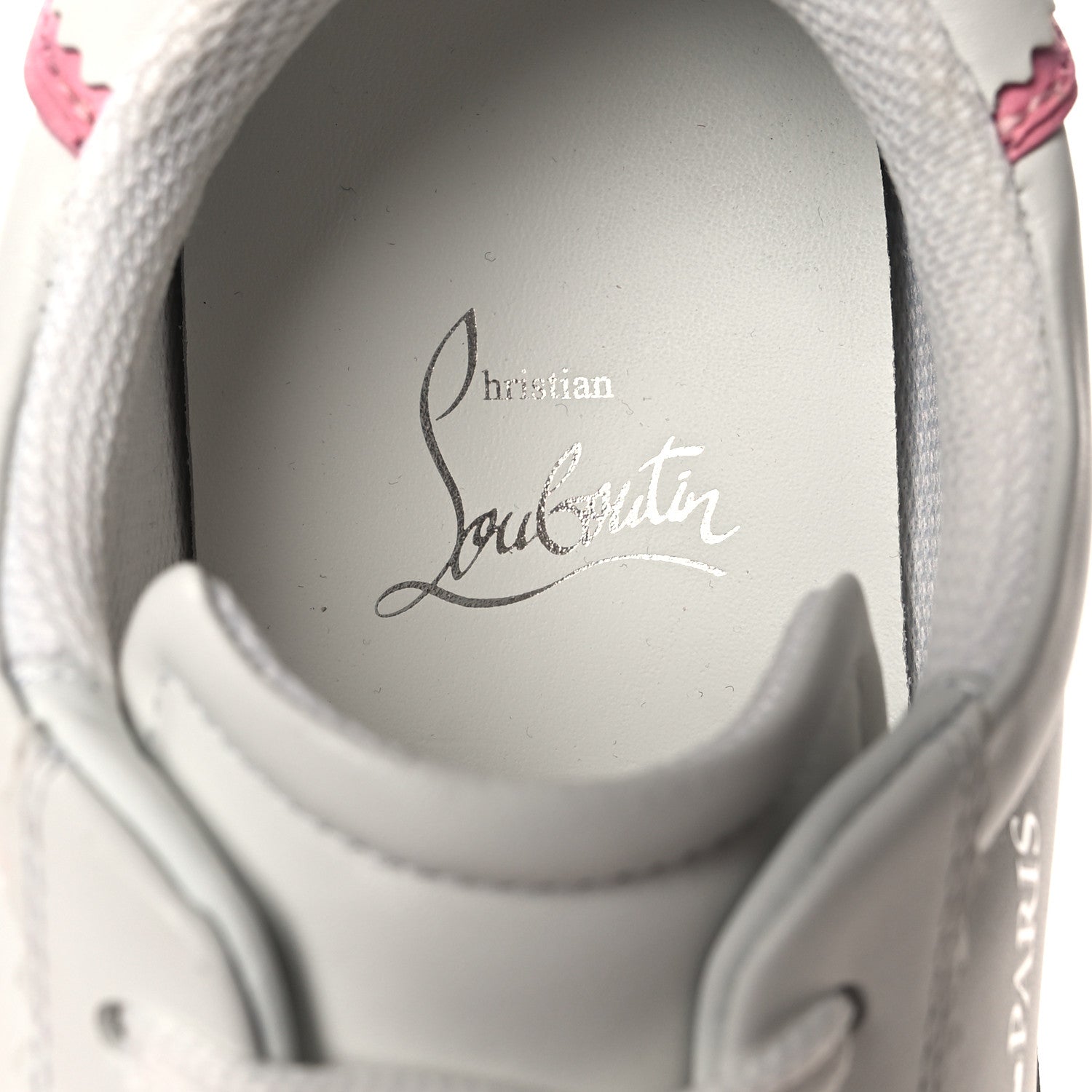 Christian Louboutin Calfskin Neoprene Womens Loubishark Sneakers 38.5 White Pink 8 of 8