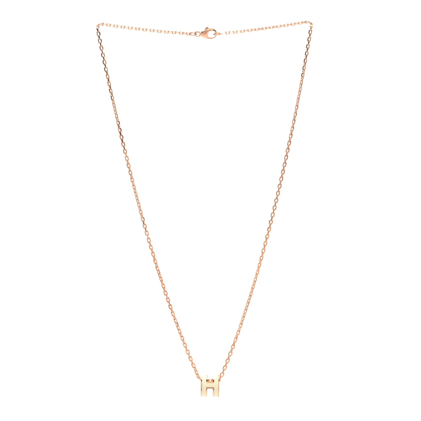 Lacquered Rose Gold Mini Pop H Pendant Necklace White