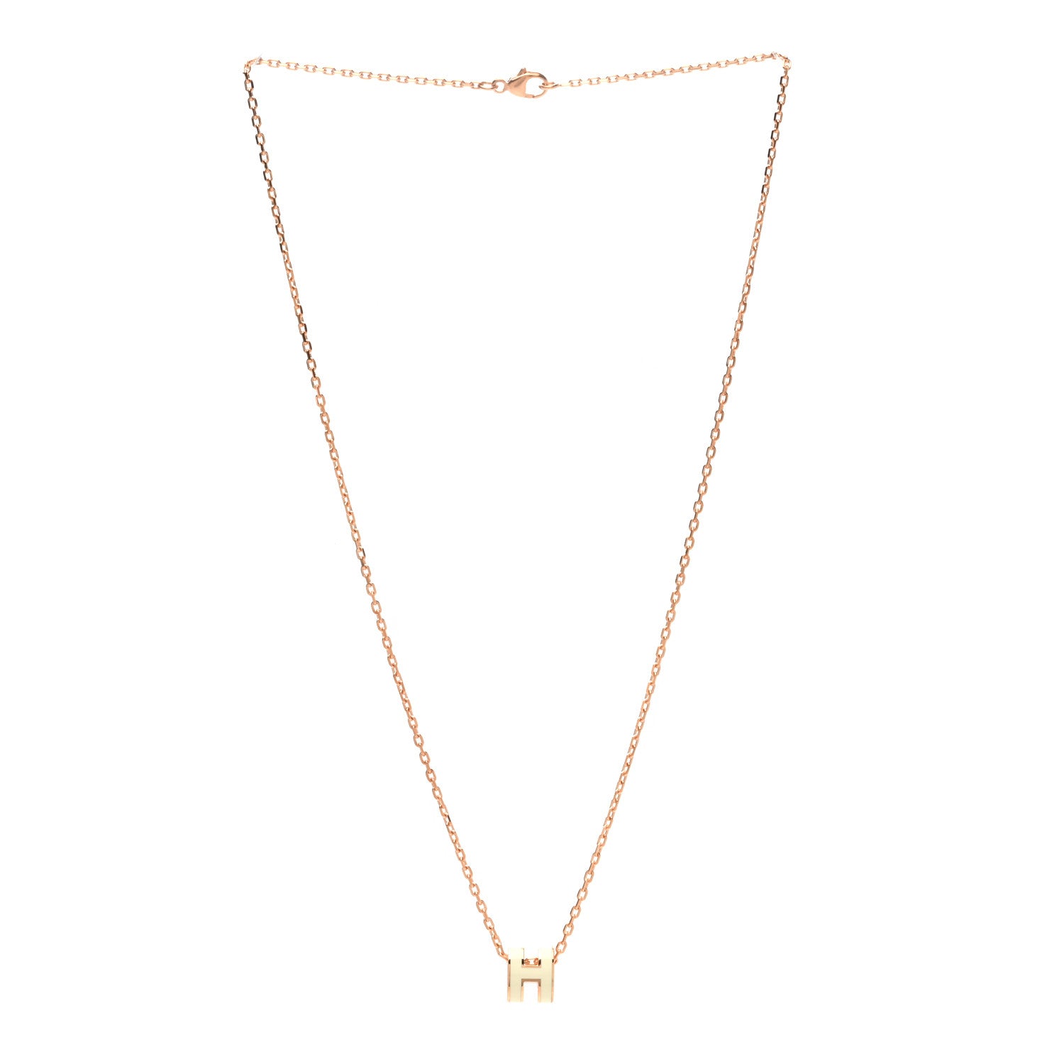 Hermes Lacquered Rose Gold Mini Pop H Pendant Necklace White 3 of 4