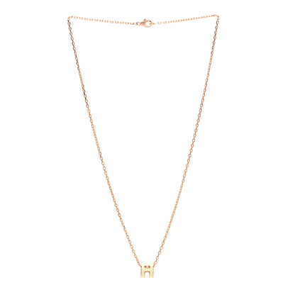 Hermes Lacquered Rose Gold Mini Pop H Pendant Necklace White 3 of 4